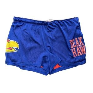 Kansas Jayhawks Beak ‘Em Mesh Drawstring Basketball Shorts Size XL